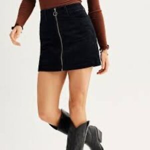 SO Black Mini Skirt with Front Zipper
